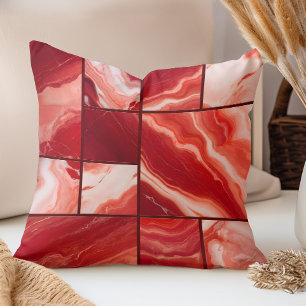 Coussin Marbre rouge Art géométrique