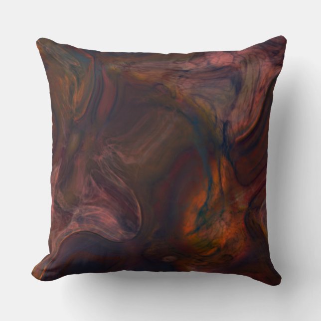 Coussin marbre rouge, bleu, orange et violet abstrait (Recto)