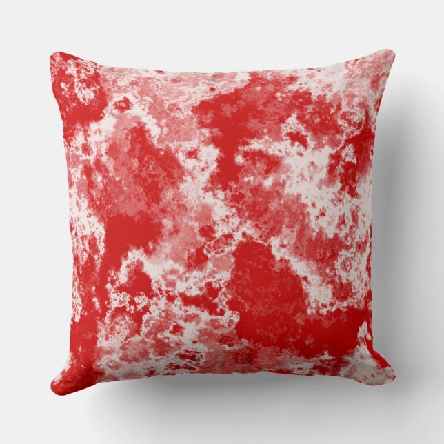 Coussin Marbre rouge et blanc abstrait (Verso)