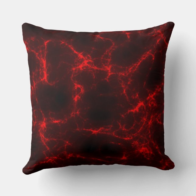 Coussin Marbre rouge et noir abstrait (Verso)