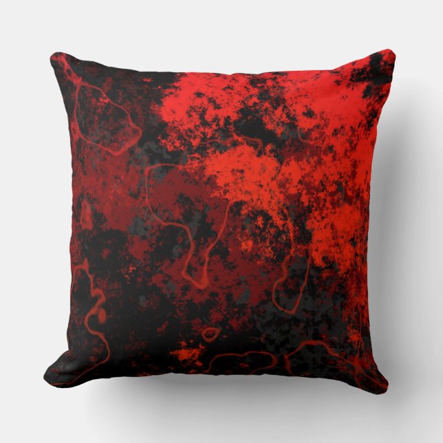 Coussin Marbre rouge, noir et gris Abstrait (Recto)