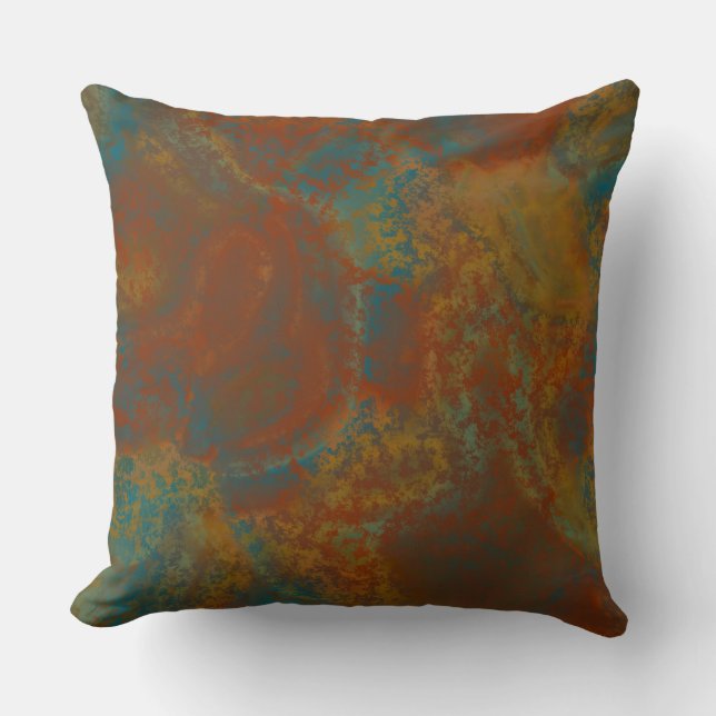 Coussin Marbre rouille et turquoise abstrait 4 (Recto)