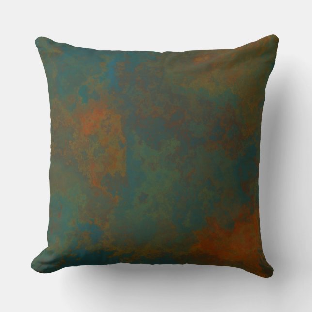 Coussin Marbre rouille et turquoise abstrait 4 (Recto)