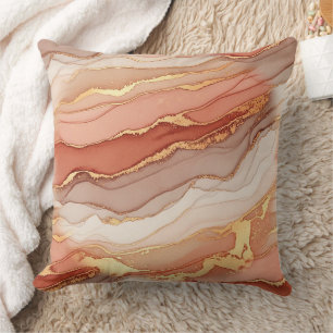 Coussin Marbre Sienne Veiné D'or Luxe Artistique