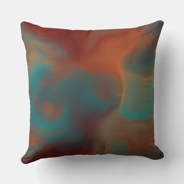 Coussin Marbre turquoise et rouille abstrait (Verso)