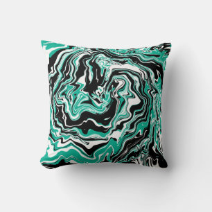 Coussin Marbre turquoise, noir et blanc comme
