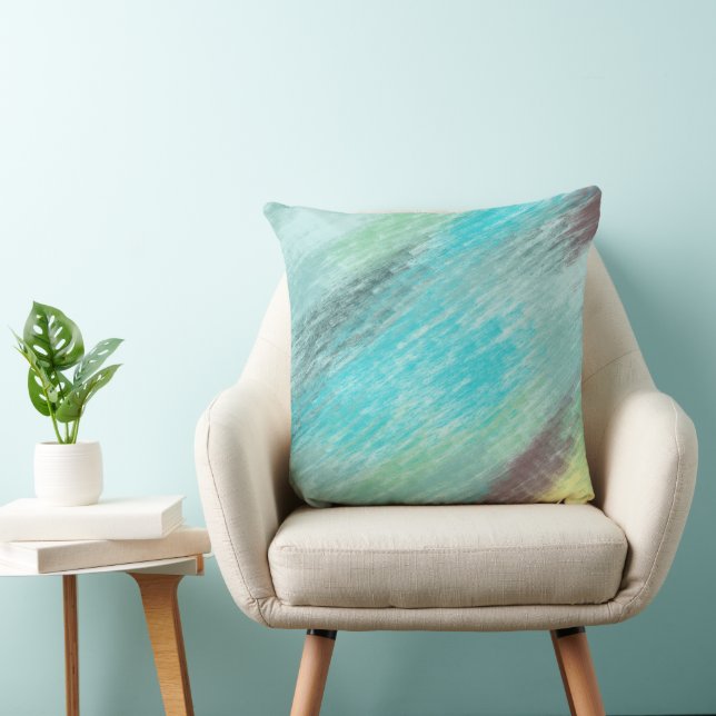 Coussin Marbre turquoise, vert et mauve Abstrait (Chaise)