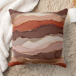 Coussin Marbre Veine d'Or Terracotta - Luxe Chaud