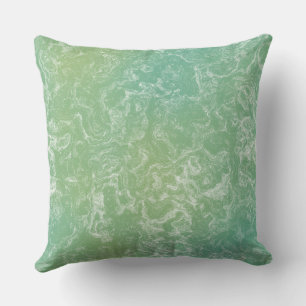 Coussin marbre vert et blanc abstrait