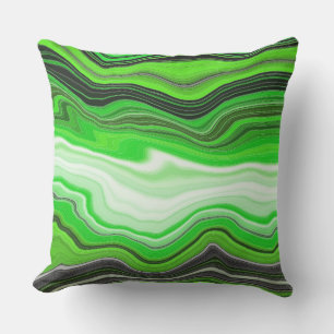 Coussin Marbre vert et noir comme l'art fluidisé rayé