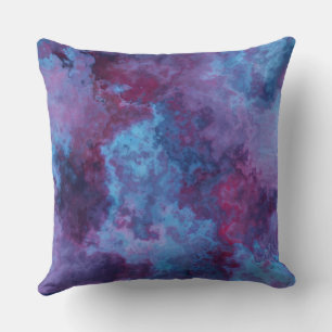 Coussin marbre violet et bleu turquoise abstrait