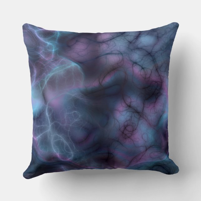 Coussin marbre violet et bleu turquoise abstrait (Verso)