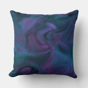 Coussin marbre violet et turquoise abstrait
