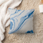 Coussin Marbrure bleue et blanche – Art abstrait fluide (Couverture)