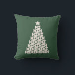 Coussin Marché d'hiver 07 Vintage Green Christmas Tree<br><div class="desc">Arbre de Noël Vintage Illustration Abstraite - Crème Arbre de Noël Blanc sur Arrière - plan Vert - Typographie : Marché d'hiver New York.</div>
