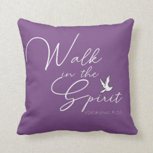 Coussin Marche violette dans l'esprit Bible Verse