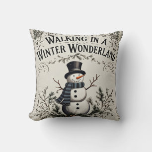 Coussin Marcher dans un Wonderland d'hiver Snowman