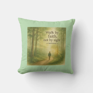 Coussin Marcher par la foi - Forêt chrétienne inspirante A