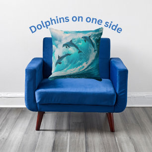 Coussin Marchez la vague, dauphins