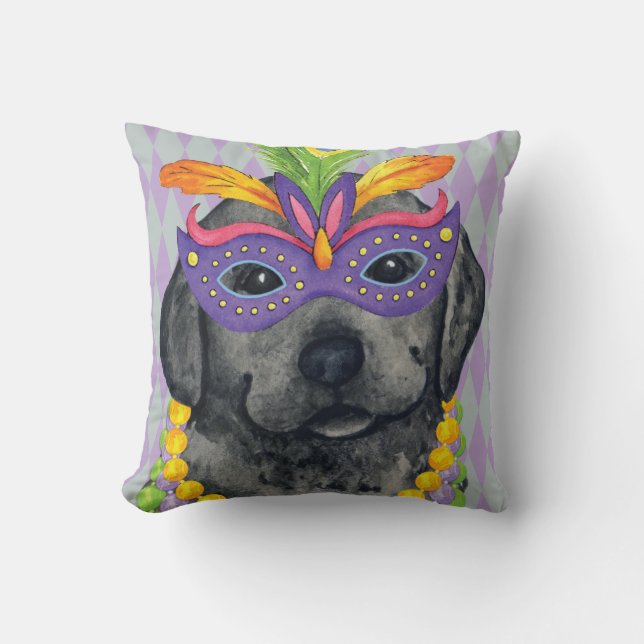 Coussin Mardi Gras Black Lab (Recto)