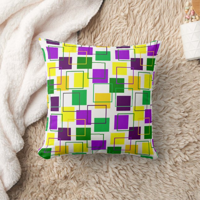 Coussin Mardi Gras Carrés et grands titres (Couverture)