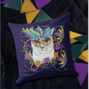 Coussin Mardi Gras Chat, Funny Mardi Gras