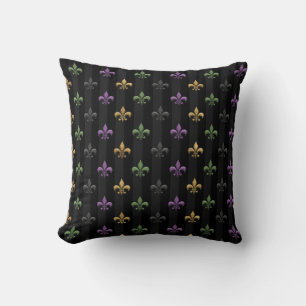 Coussin Mardi Gras Coloré Fleur De Lis Sombre Vertical