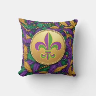 Coussin Mardi Gras Fleur de lis