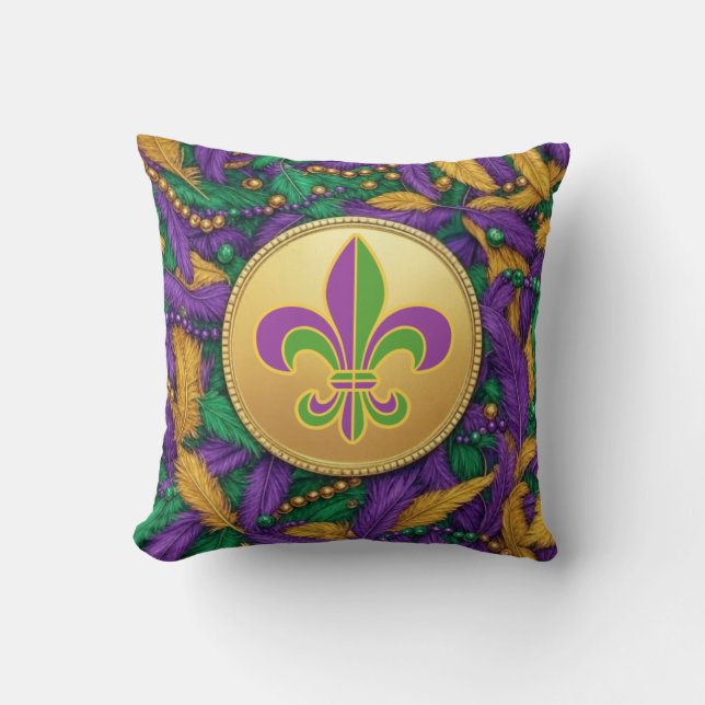 Coussin Mardi Gras Fleur de lis (Recto)