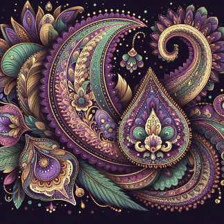 Coussin Mardi Gras paisley Fleur-de-lis