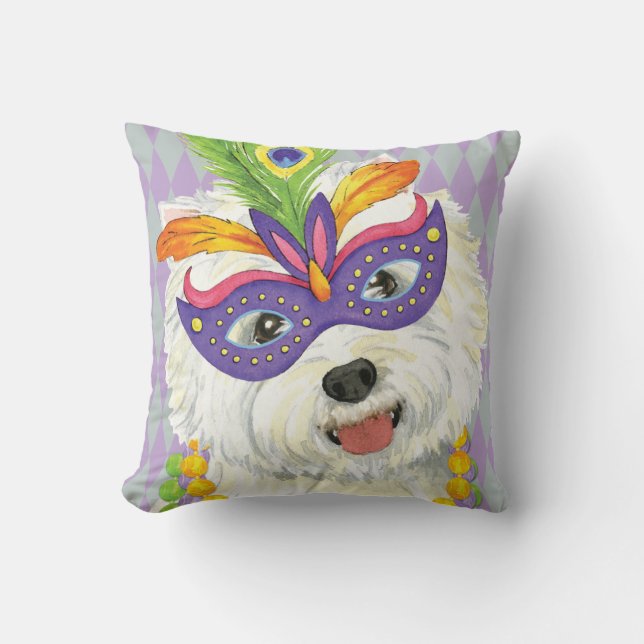 Coussin Mardi gras Westie (Recto)