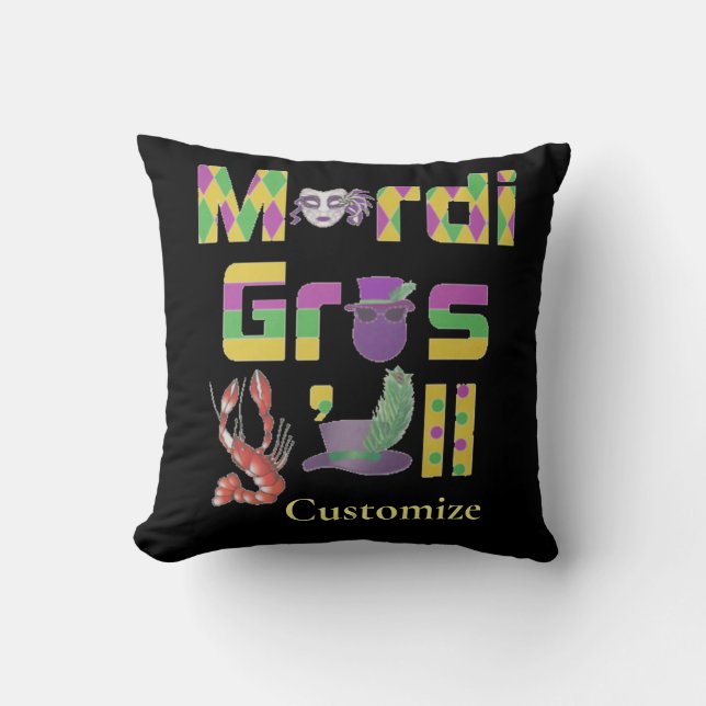 Coussin Mardi Gras Y'all Thunder_Cove (Recto)