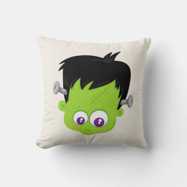 Coussin Mare Green Frankenstein Monster face Halloween (Recto)