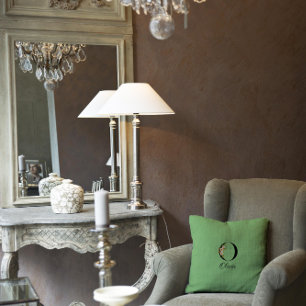 Coussin Marguerite blanche verte Monogramme vintage Lève o