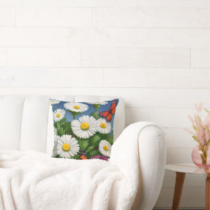 Coussin Marguerite Et Papillons Artsy