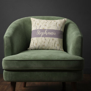 Coussin Marguerite Fleur Sauvage Lavande Cottagecore Perso