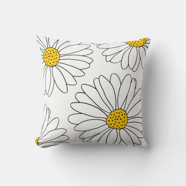 Coussin Marguerite jaune et blanc (Recto)