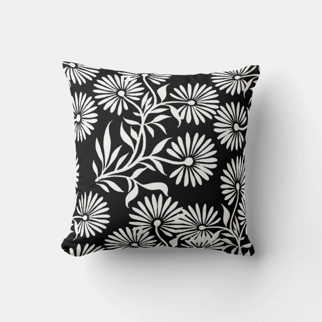 Coussin Marguerite noire et blanche (Recto)