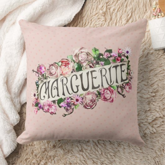 Coussin Marguerite Nom Vintage Floral Bannière mignonne &  (Couverture)