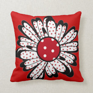 Coussin Marguerite rouge de point de polka