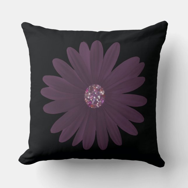 Coussin Marguerite violette moderne avec centre de parties (Recto)