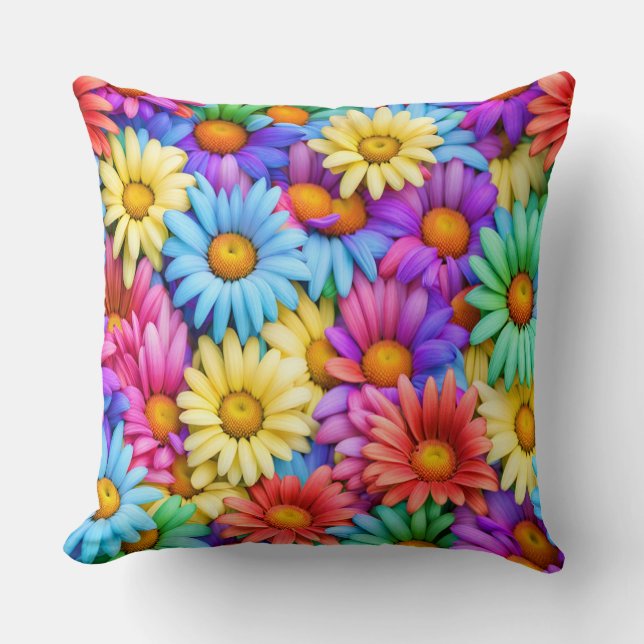 Coussin Marguerites Abstraites colorées #37 - (Recto)