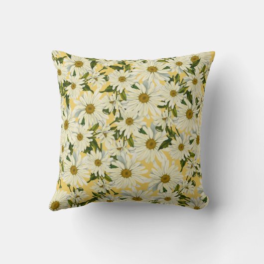 Coussin Marguerites blanches Fleur jaune Lumineuse Joyeuse (Verso)