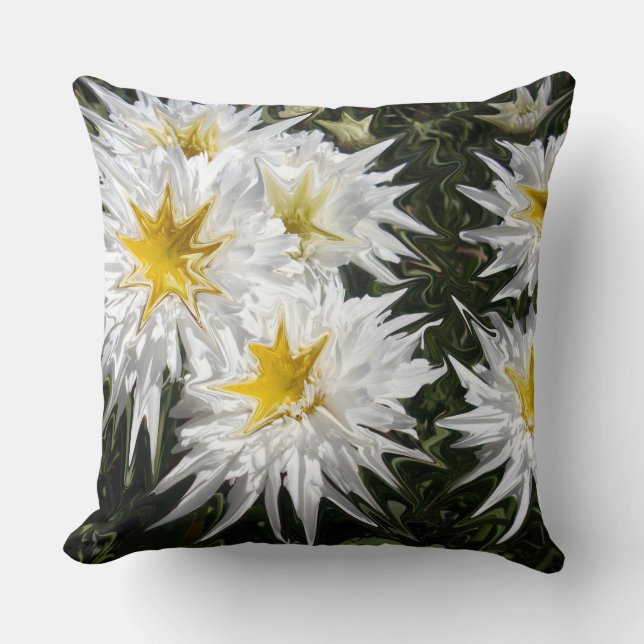 Coussin Marguerites Blanches Liquidiisées, Gros Coussin. (Recto)