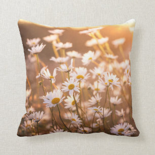 Coussin Marguerites des prés de coucher du soleil