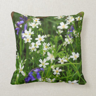 Coussin Marguerites et carreau bleu de Bells