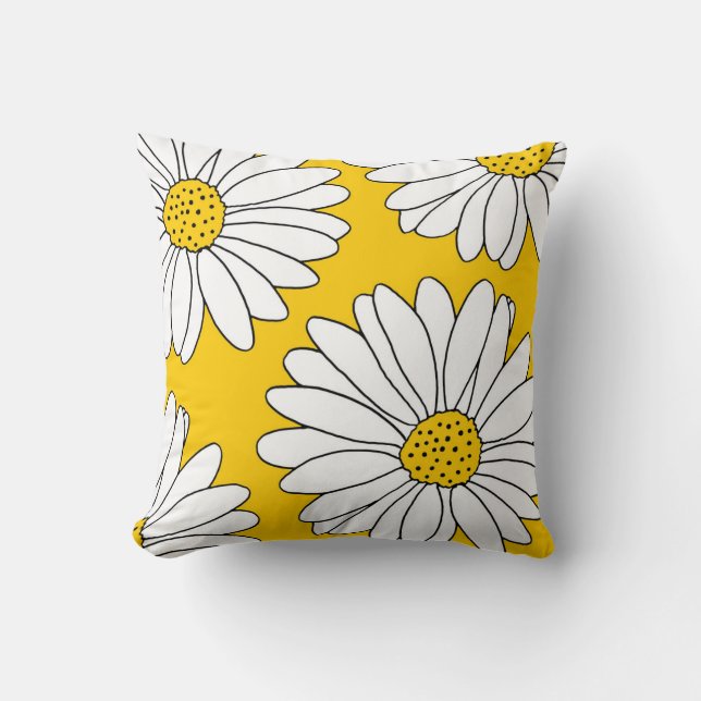 Coussin Marguerites jaunes et blanches 2 (Recto)