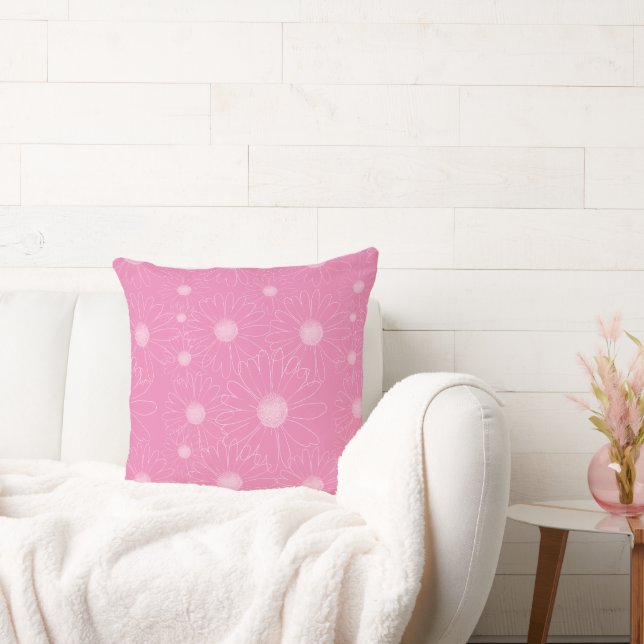 Coussin Marguerites roses et blanches (Canapé)