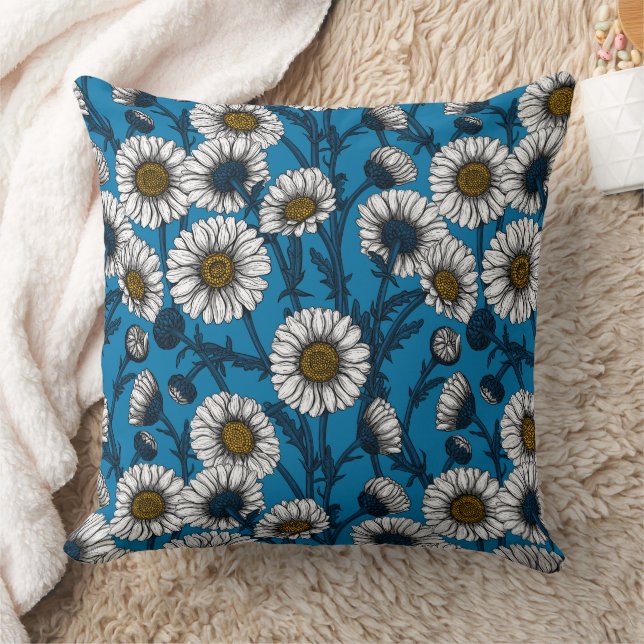 Coussin Marguerites sur bleu (Couverture)