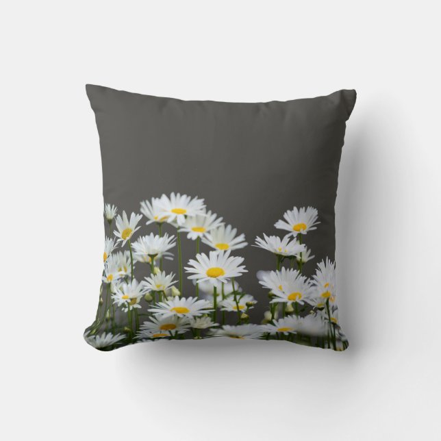 Coussin Marguerites sur Gris (Recto)